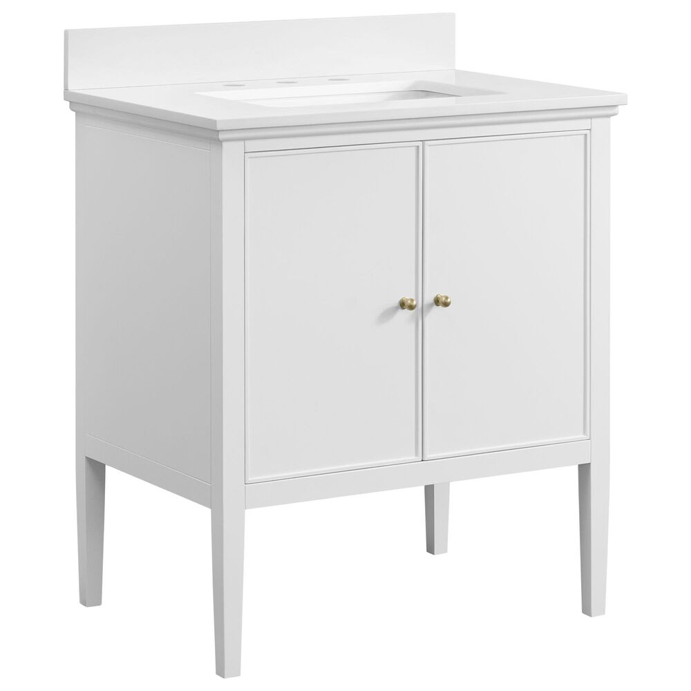37B Heston 30" Single Bathroom Vanity in Bright White with White Composite Stone Top and Backsplash, , large