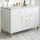 James Martin Vanities Chicago 48" Single Bathroom Vanity in Glossy White with 3 cm Eternal Jasmine Pearl Quartz Top and Rectangular Sink, , large