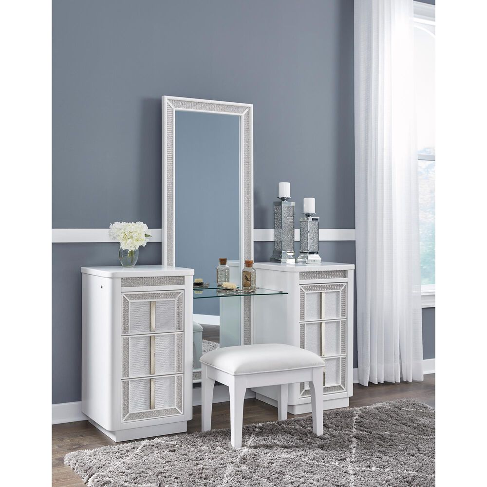 Millenium Chalanna Vanity Stool in Bright White, , large