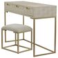 Maple and Jade Vanity Stool and Hidden Mirror in Light Gray and Gold, , large