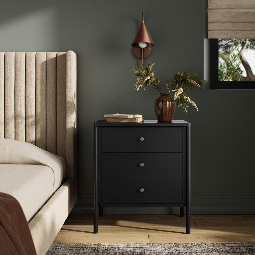 Four Hands Soto Metal 3-Drawer Nightstand in Black, , large