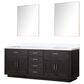 Lexora Home Abbey 84" Double Bathroom Vanity in White Oak with 2 cm White Quartz Top, Rectangular Sinks and 34" Mirrors, , large