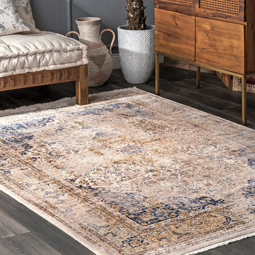 nuLOOM Floreda OZFL02B 4' x 6'3" Blue Area Rug Nebraska Furniture Mart