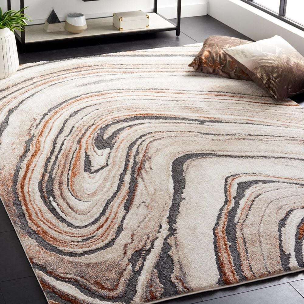 Safavieh Cyrus Shag CYR138A 5&#39;5&quot; x 7&#39;6&quot; Beige and Rust Area Rug, , large