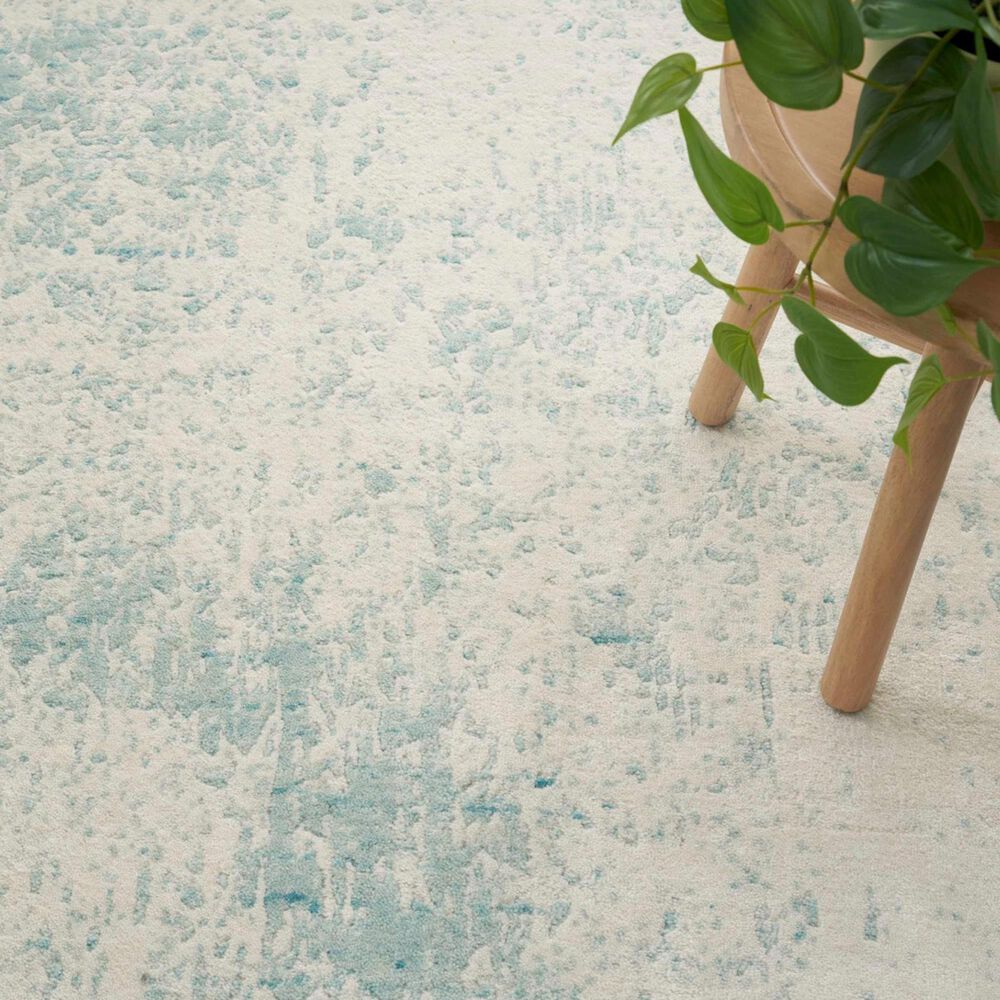 Nourison Harmony 7&#39;9&quot; x 9&#39;9&quot; Ivory and Aqua Area Rug, , large