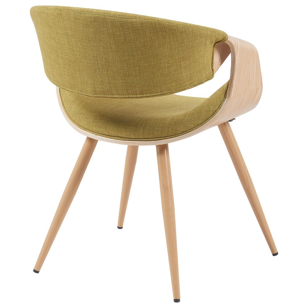 Armen Living Butterfly Arm Chair with Green Upholstery in Oak, , large