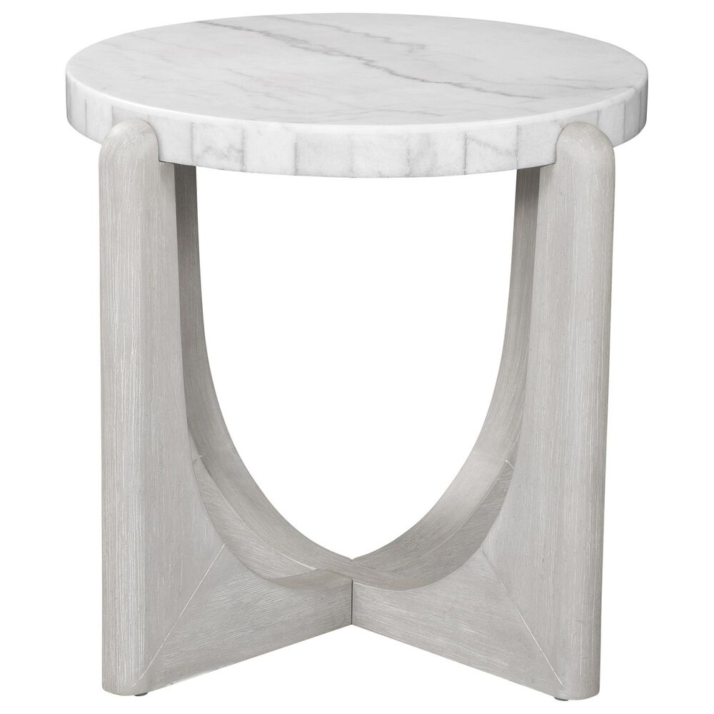 Bassett Mirror Gavin Round End Table in Driftwood and White, , large