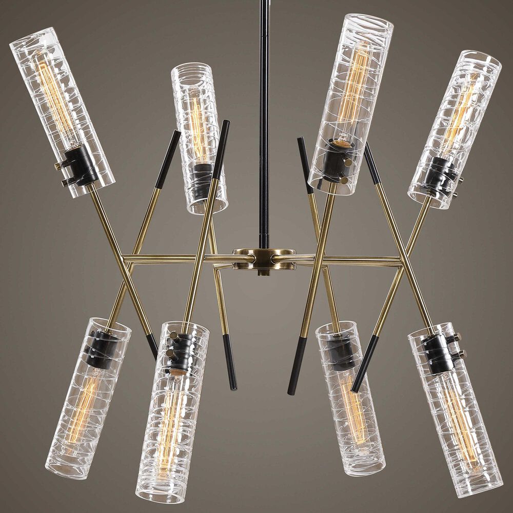 Uttermost Telesto 8-Light Pendant in Black and Antique Brass, , large