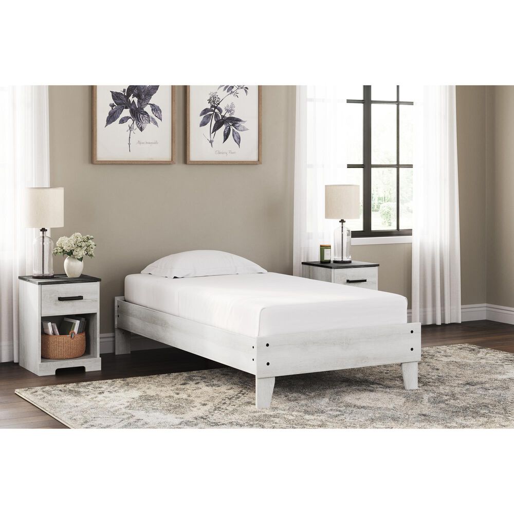 Ashley Shawburn 1-Drawer Nightstand in Whitewash and Charcoal Gray, , large