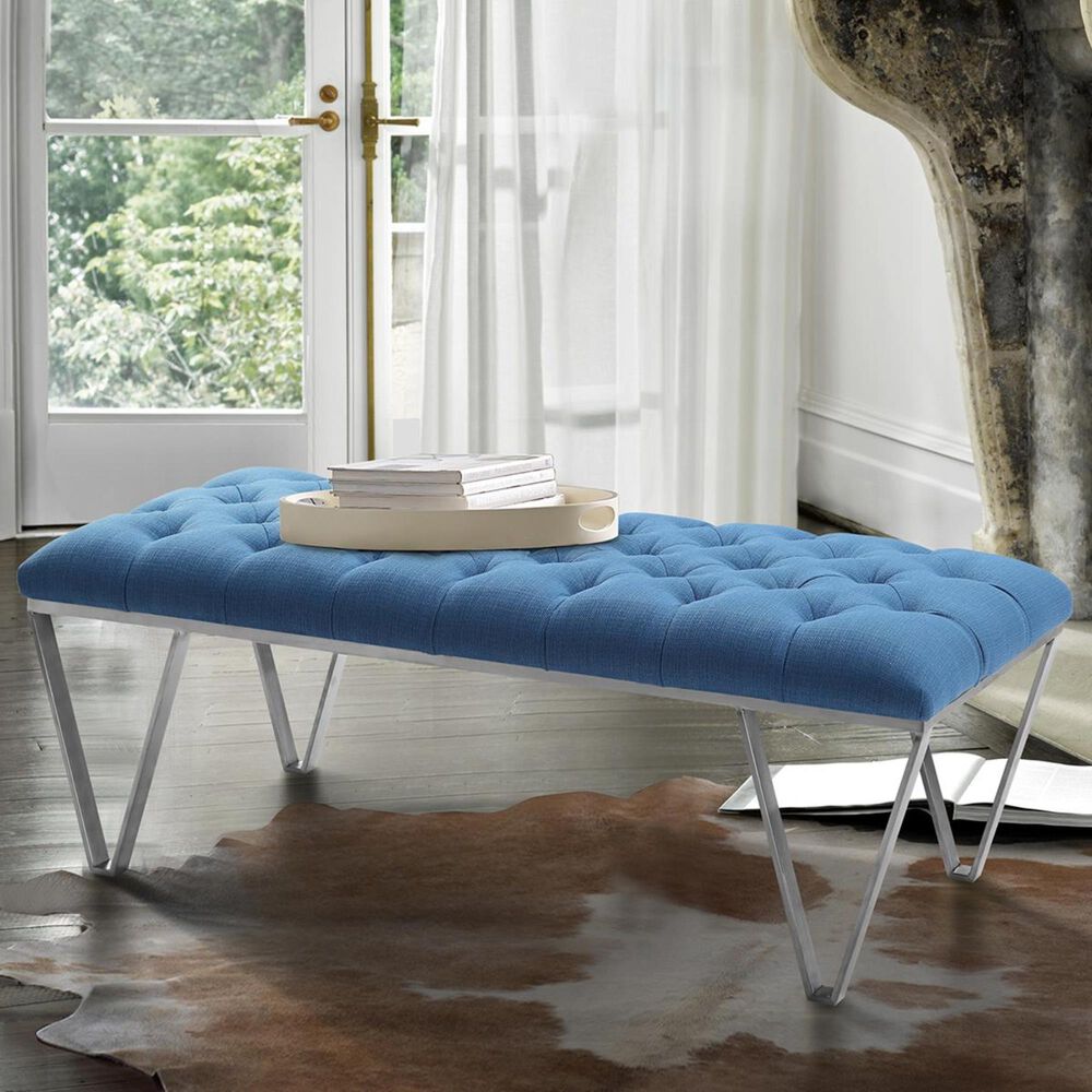 Blue River Serene Bench in Blue/Stainless Steel, , large