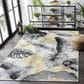 Safavieh Barbados Tropical Botanical 3"3" x 5" Grey and Gold Indoor/Outdoor Area Rug, , large