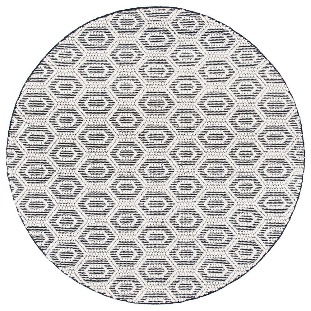 Safavieh Natura NAT476A 6" Round Ivory and Black Area Rug, , large
