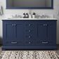 Lexora Home Dukes 60" Double Bathroom Vanity in Navy Blue with 2 cm White Cultured Marble Top and Rectangular Sinks, , large