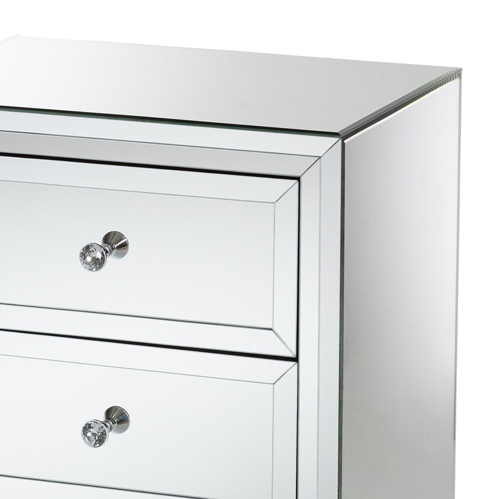 Baxton Studio Lina Mirrored 3-Drawer End Table in Silver, , large