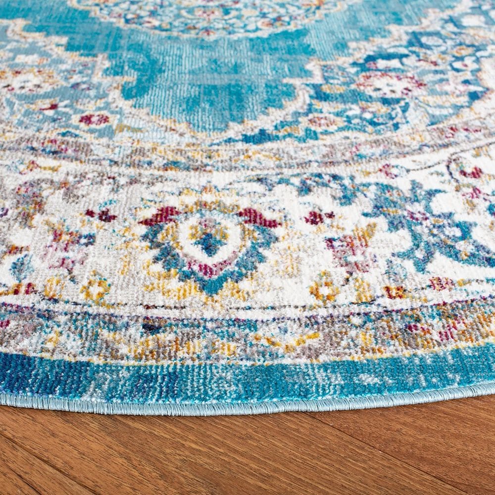 Safavieh Aria ARA116M 6&#39;6&quot; Round Blue and Ivory Area Rug, , large