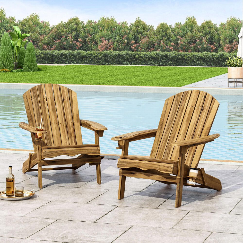 Noble House Bellwood Patio Adirondack Chair in Natural &#40;Set of 2&#41;, , large