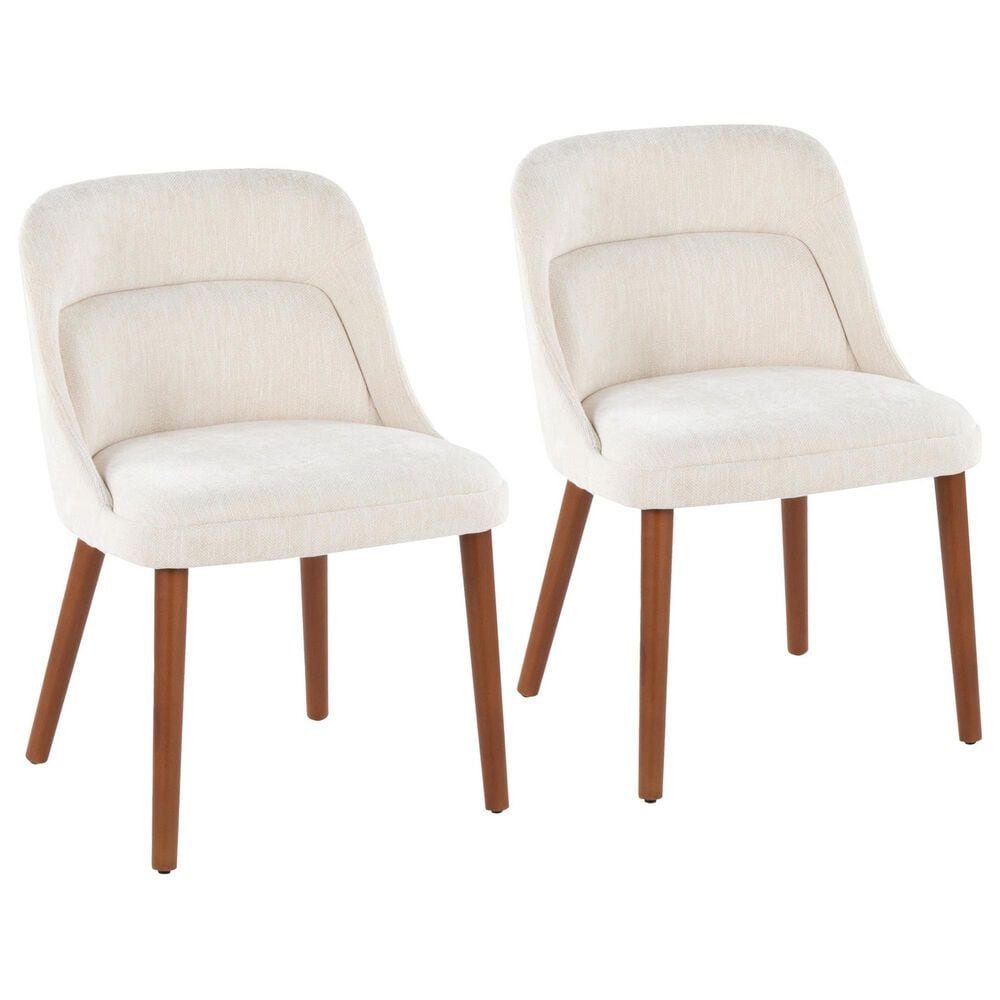 Lumisource Rina Side Chair with Cream Cushion in Walnut (Set of 2), , large