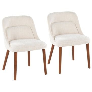 Lumisource Rina Side Chair with Cream Cushion in Walnut (Set of 2), , large