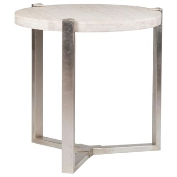 Artistica Metal Designs Denizen End Table in White and Champagne Silver, , large