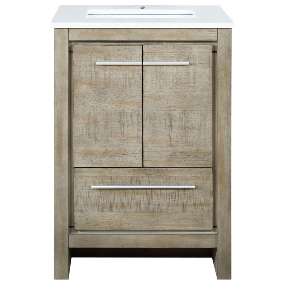 Lexora Home Lafarre 24&quot; Single Bathroom Vanity in Rustic Acacia with 2 cm White Quartz Top and Rectangular Sink, , large