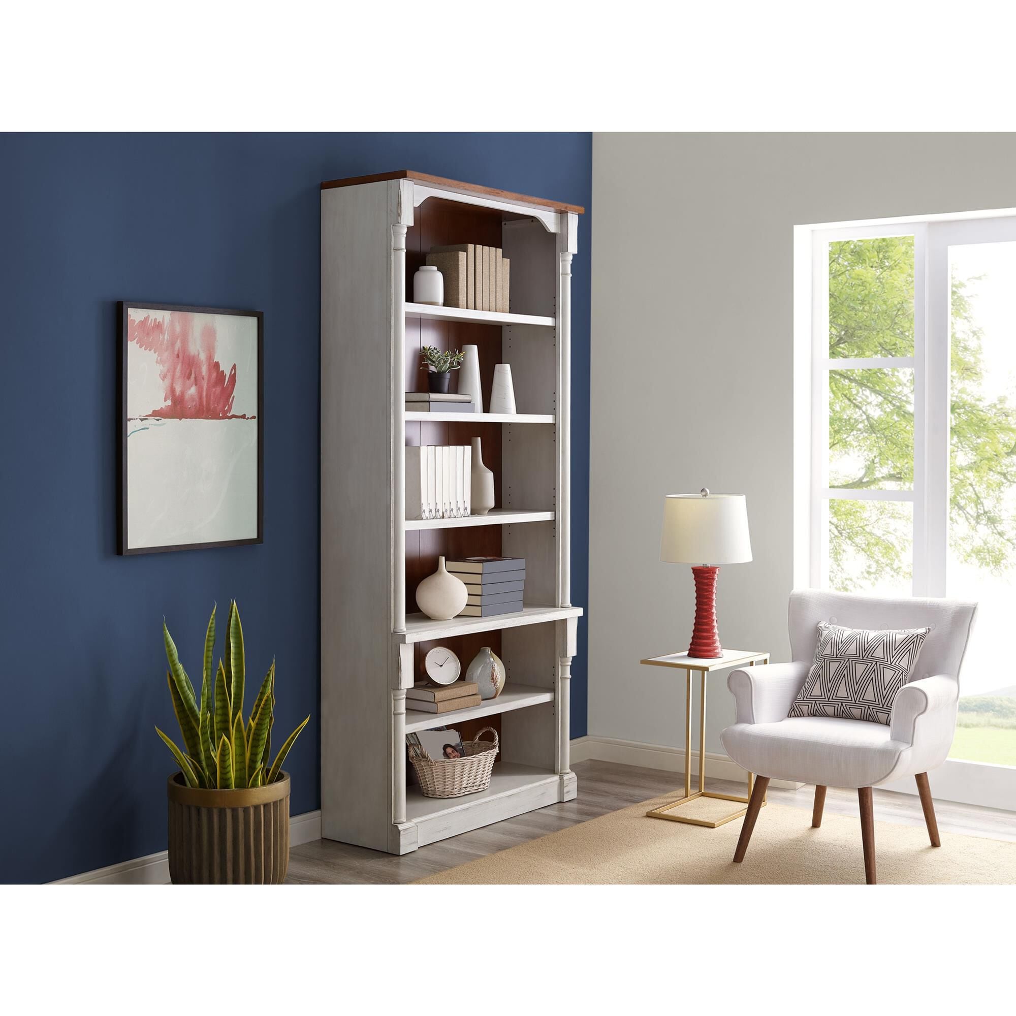 Weathered on sale white bookcase