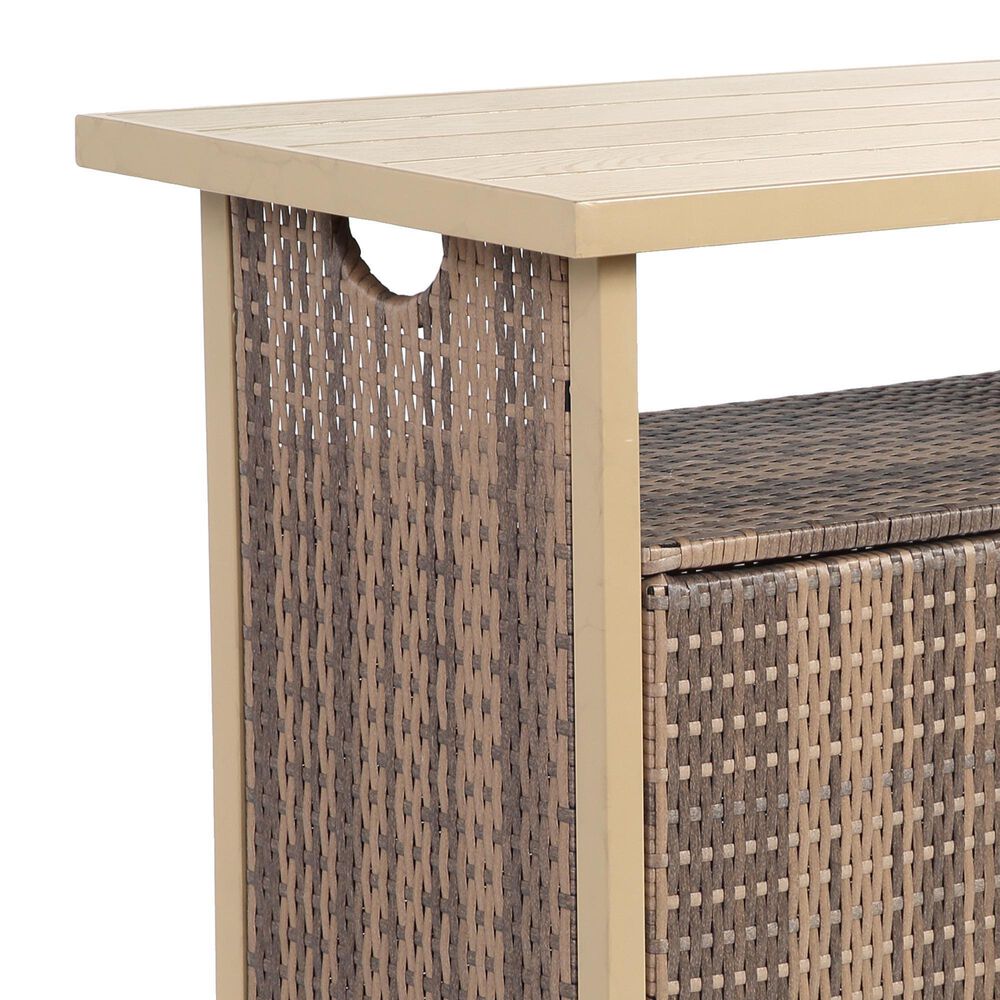 Hearth and Haven Patio Bar Cart with Cabinet in Beige, , large