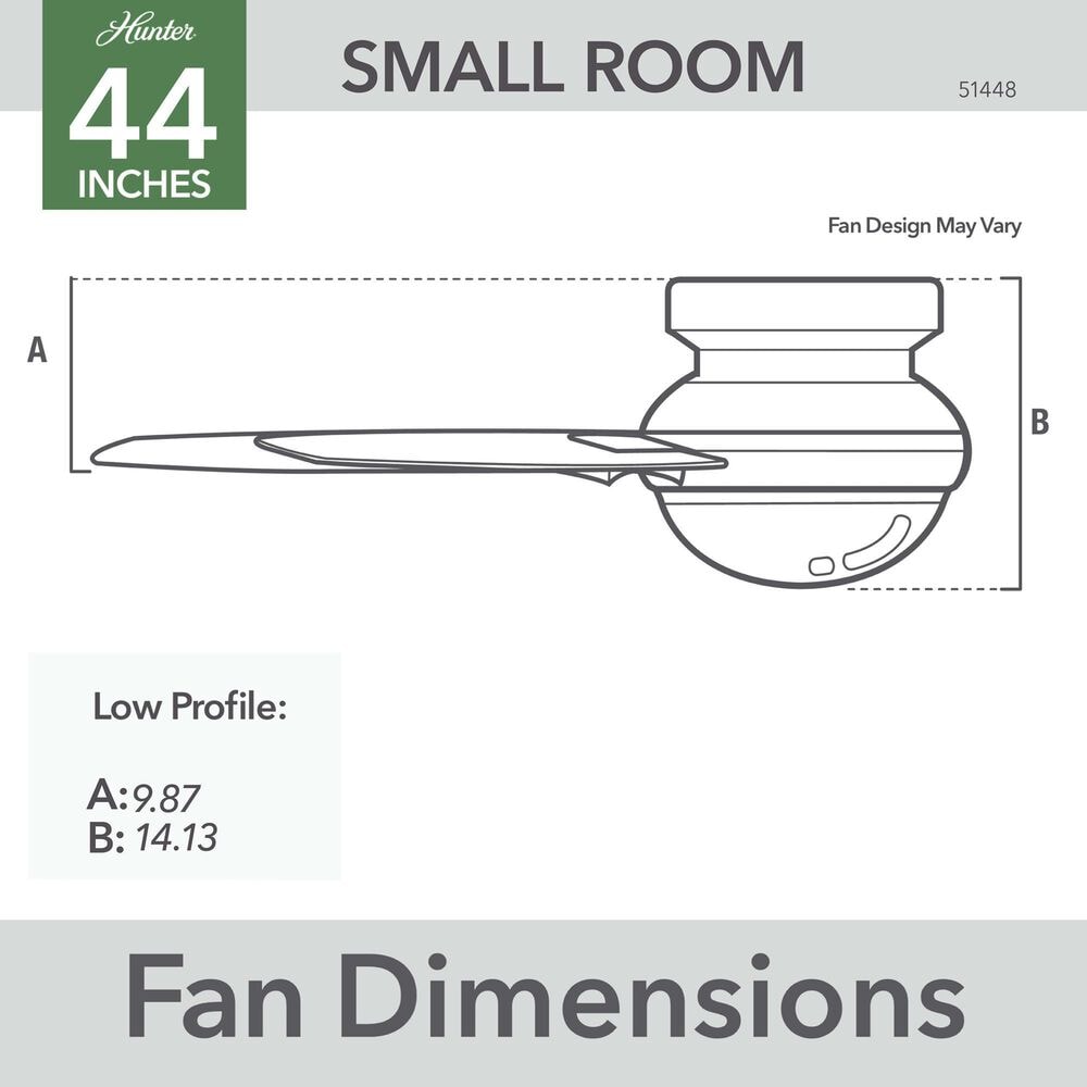Hunter Aren Low Profile 44&quot; Ceiling Fan with LED Lights in Fresh White, , large