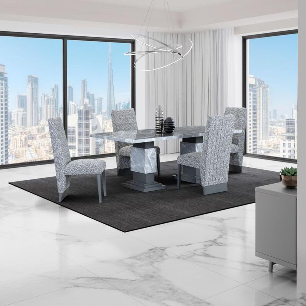 Global Furniture USA Double Pedestal Rectangular Dining Table in Grey  - Table Only, , large