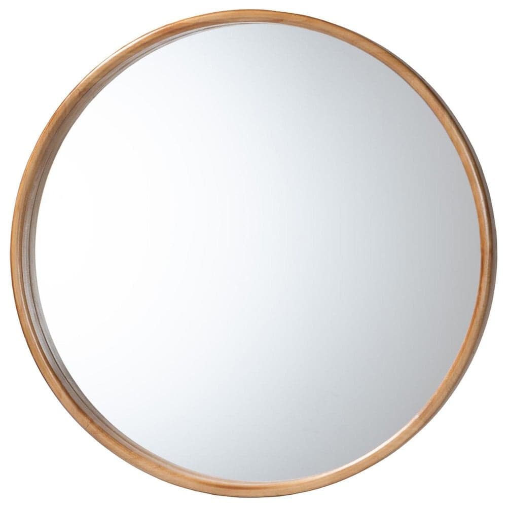 Baxton Studio Tazara Round Accent Wall Mirror in Natural Brown, , large