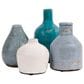 Creative Coop 4-Piece Round Terracotta Vase Set in Blue and Ivory, , large