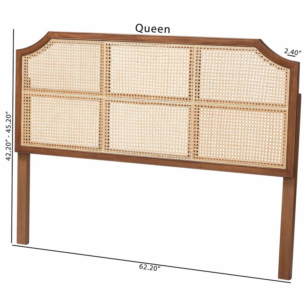 Baxton Studio Hermine Queen Panel Headboard with Curved Top in Walnut Brown and Natural, , large