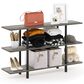 HOMLUX Turn-N-Tube 3-Tier Wide Display Shelf in French Oak and Black, , large