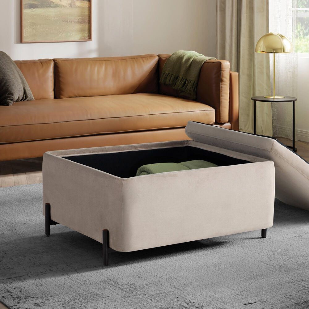 Lifestyle Solutions Kona Large Storage Ottoman in Taupe, , large