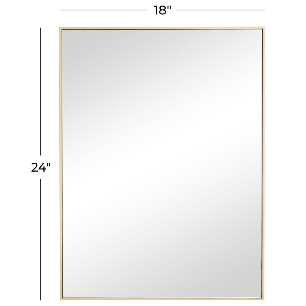 Maple and Jade 24&quot; x 18&quot; Rectangular Wood Wall Mirror with Thin Minimalistic Frame in Matte Gold, , large