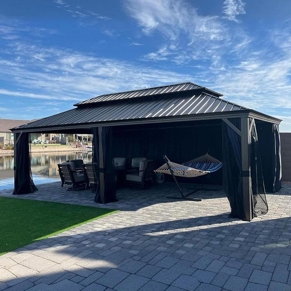 HOMLUX 14' x 24' Hardtop gazebo with double roof in Bronze, , large