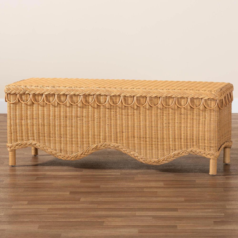 Baxton Studio Erla Bench in Light Honey, , large
