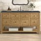 James Martin Vanities Breckenridge 60" Single Bathroom Vanity in Light Natural Oak with 3 cm Charcoal Soapstone Quartz Top and Rectangular Sink, , large
