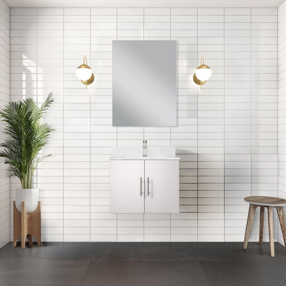Lexora Home Geneva 24&quot; Single Bathroom Vanity in Navy Blue with 2 cm White Quartz Top, Rectangular Sink and 18&quot; Mirror, , large