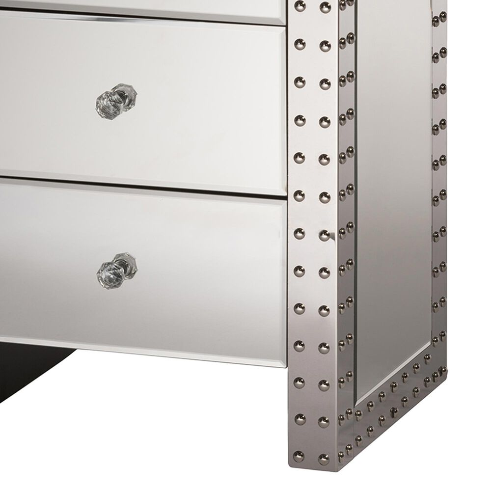 Baxton Studio Azura Mirrored End Table in Silver, , large