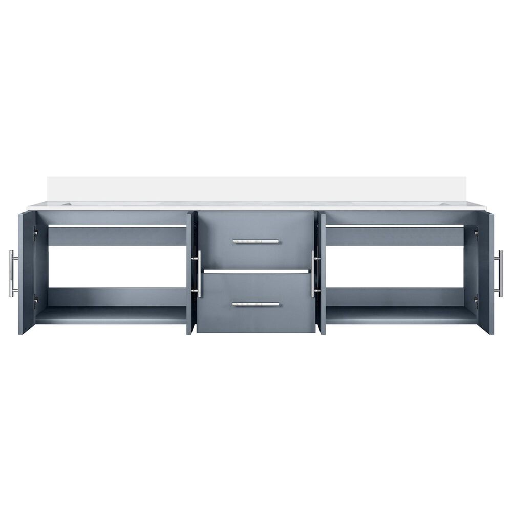 Lexora Home Geneva 72&quot; Double Bathroom Vanity in Dark Grey with 2 cm White Quartz Top and Rectangular Sinks, , large