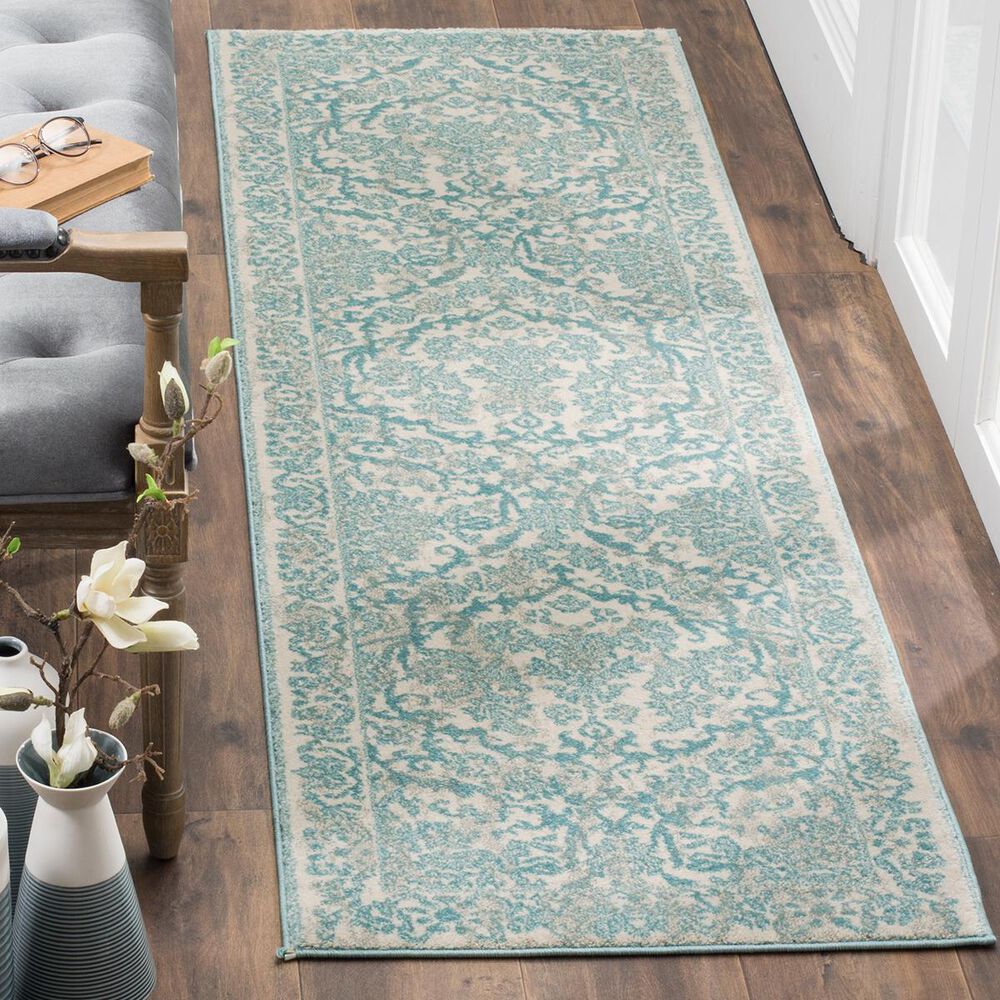 Safavieh Evoke EVK242C 2"2" x 11" Ivory and Light Blue Runner, , large