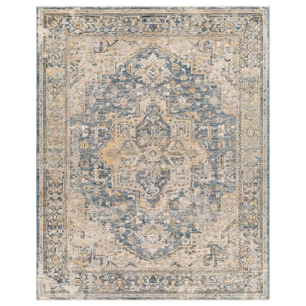Surya Aspendos APS-2323 7"10" x 10"2" Teal, Mustard, Black, Medium Gray, Charcoal and Light Beige Area Rug, , large