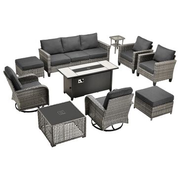 HOMLUX 10-Piece Conversation Patio Set in Black, , large