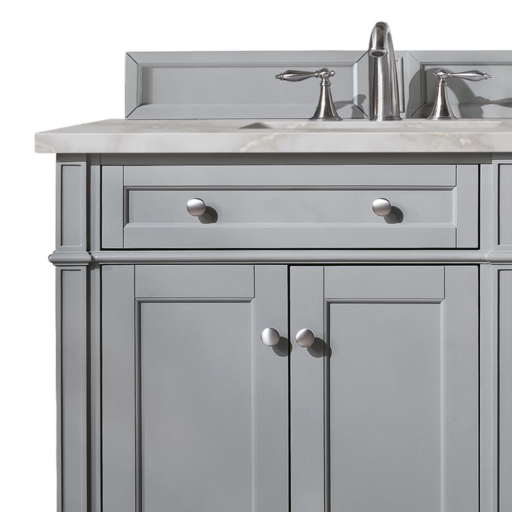 James Martin Vanities Brittany 72" Double Bathroom Vanity in Urban Gray with 3 cm Eternal Jasmine Pearl Silestone Top, Rectangular Sinks and FreePower Wireless Charger, , large