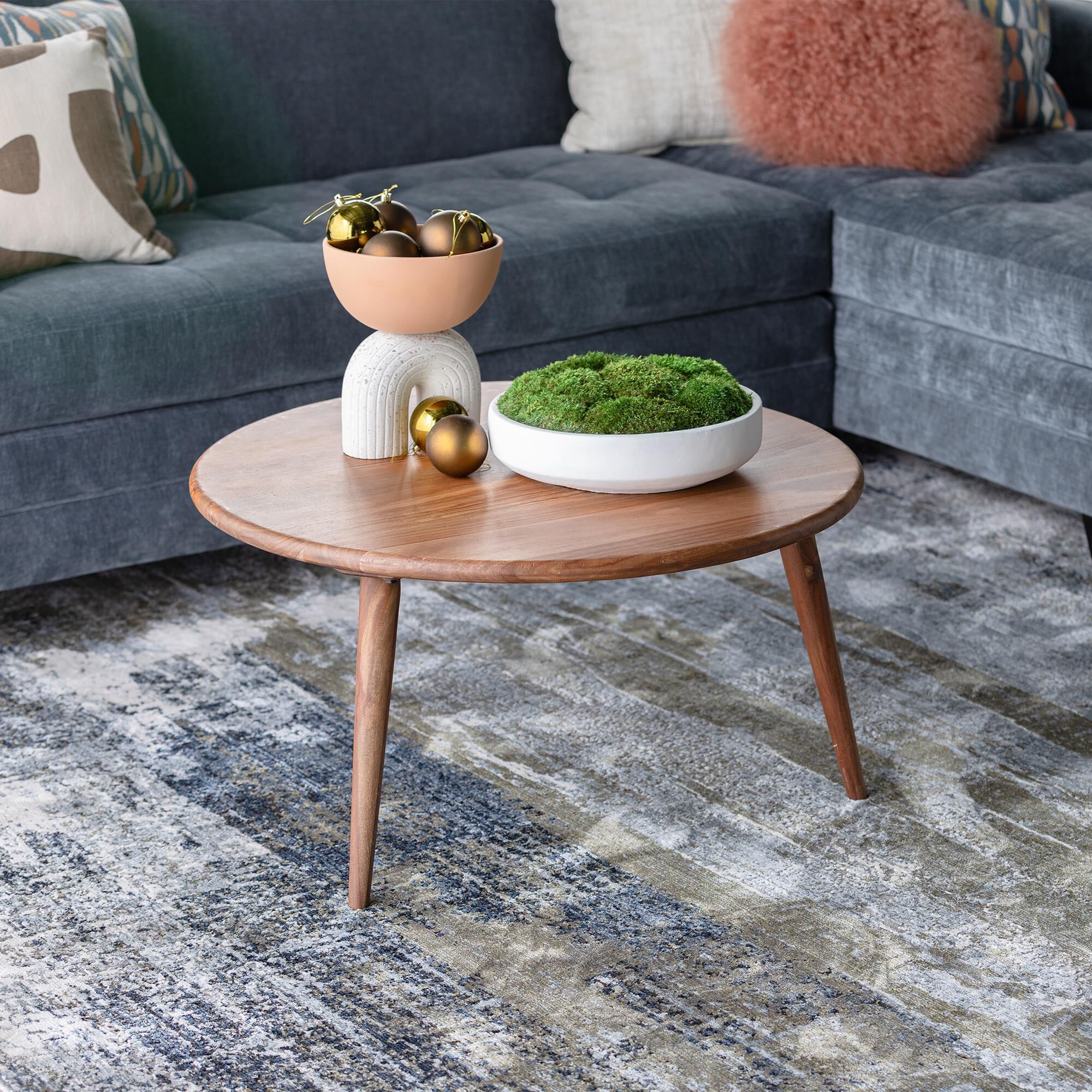 Round mid century modern side table best sale