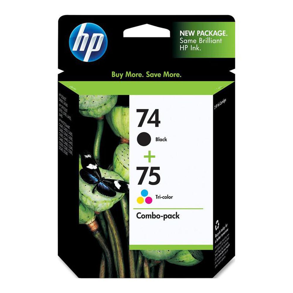 HP 74 Black/75 Tri-color 2-pack Original Ink Cartridges, , large