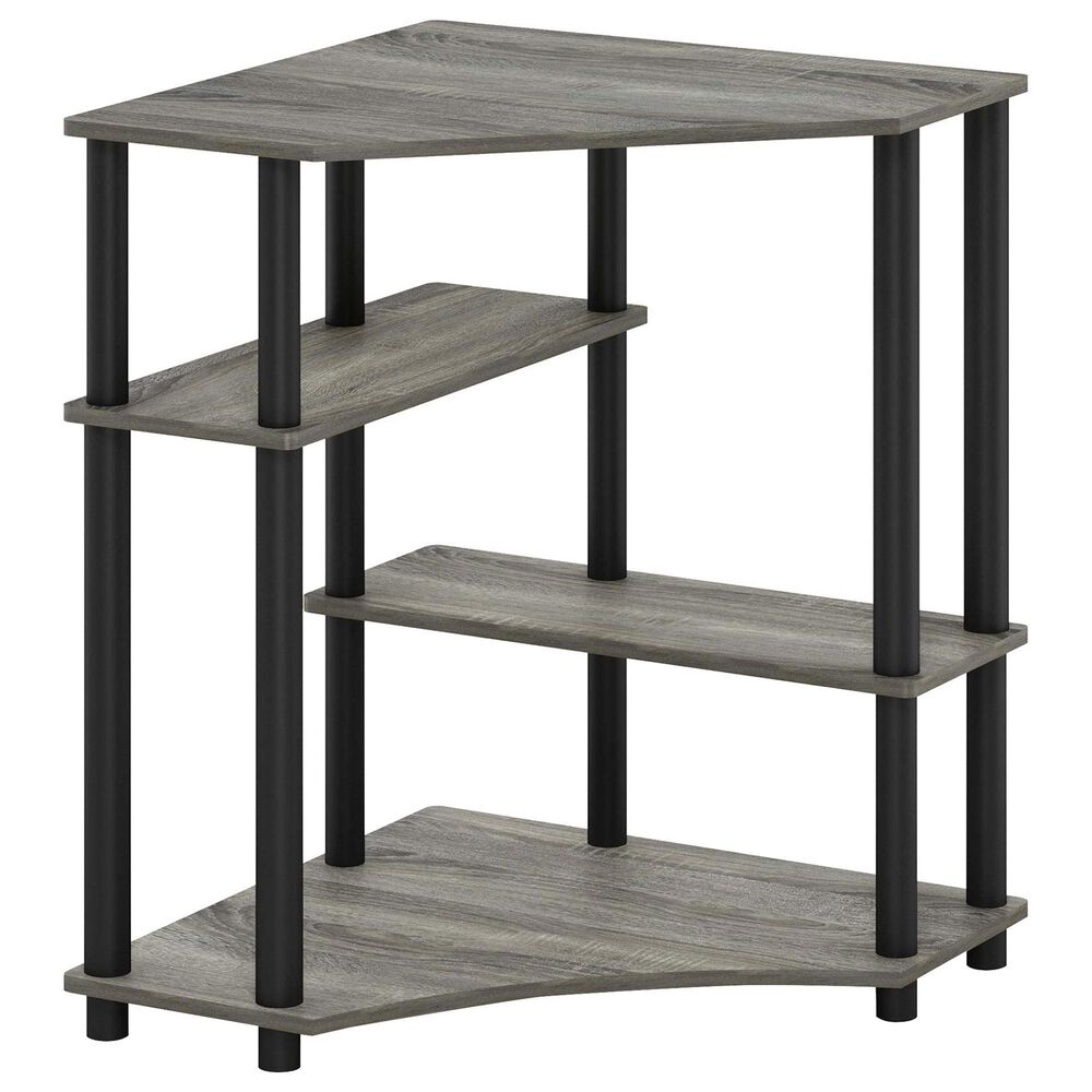 HOMLUX Multipurpose Corner Desk with Storage Shelves in French Oak Grey and Black, , large