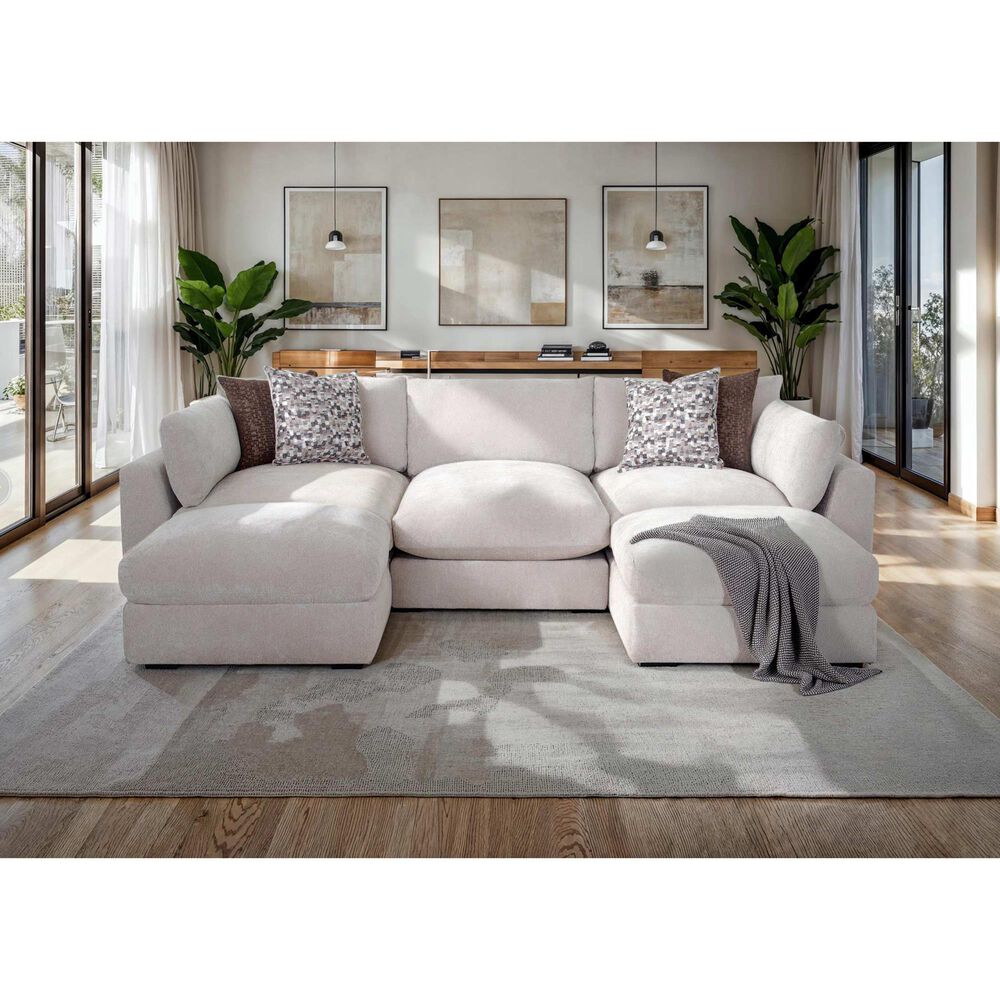 Moore Furniture Pollock 3-Piece Stationary Symmetrical Sectional in Linwood Linen, , large