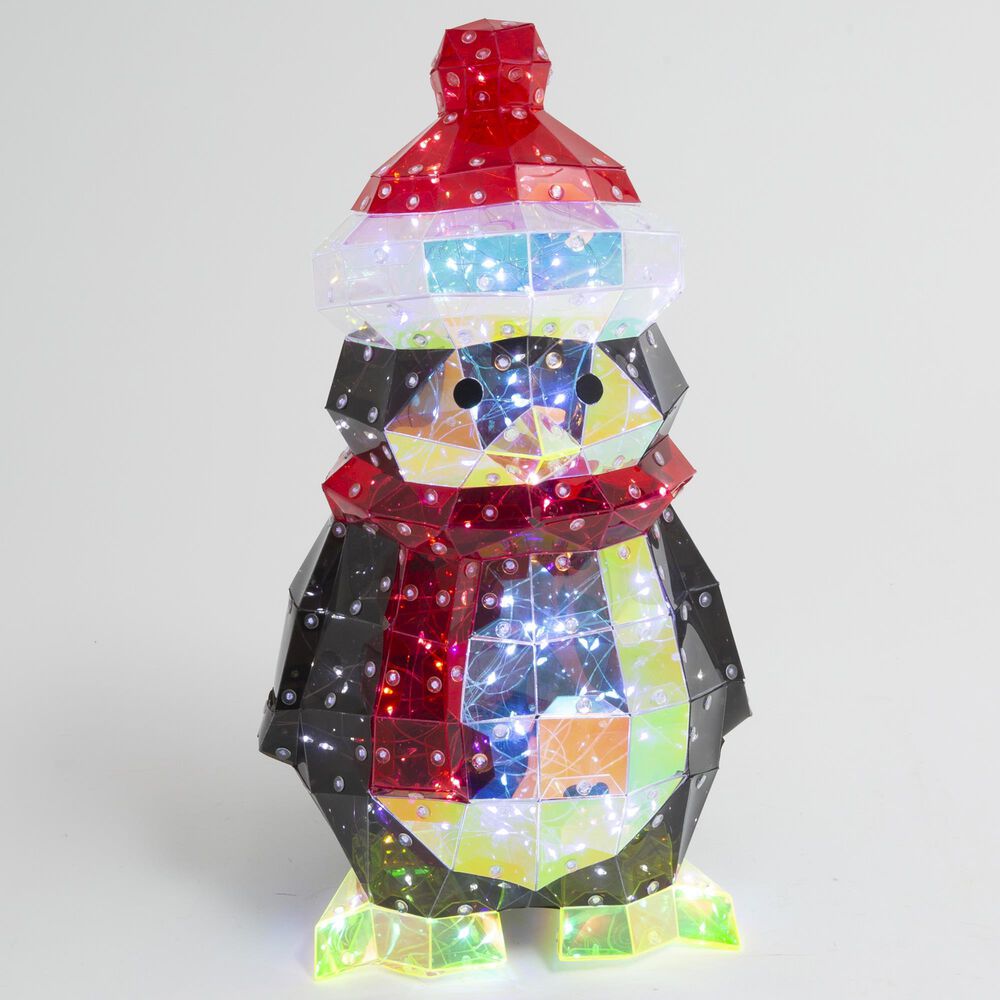 The Gerson Company 15.75&quot; Lighted Penguin Figurine in Multicolor, , large