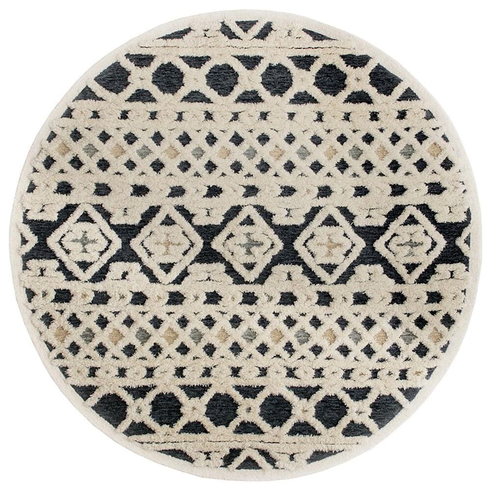 L&R Resources Sinuous Modern Geometric 6" Round Blue, Cream and Tan Area Rug, , large